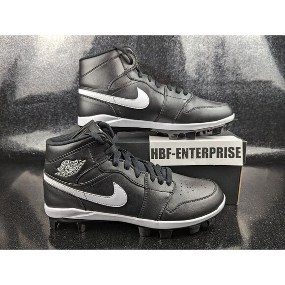 Nike Air Jordan 1 Mid Retro MCS Cleats Black White AV5354-001 Men's Size 11 NIB